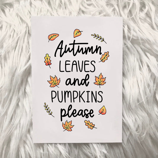 Estampado de hojas y calabazas de otoño.