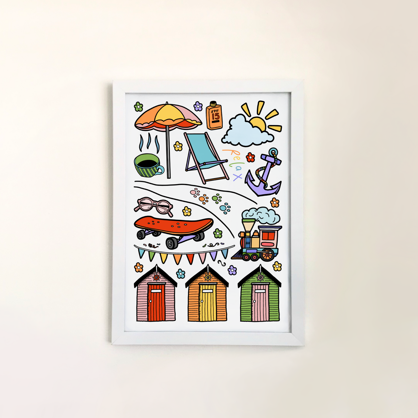Cleethorpes beach huts print