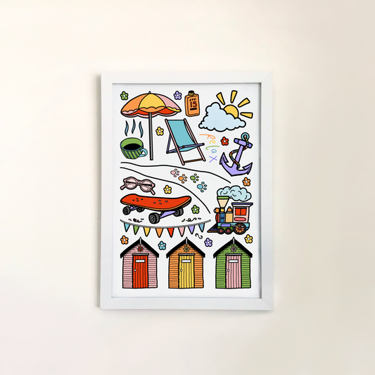 Cleethorpes beach huts print